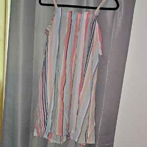 Pink and Blue Sleeveless Spaghetti Strap Sundress